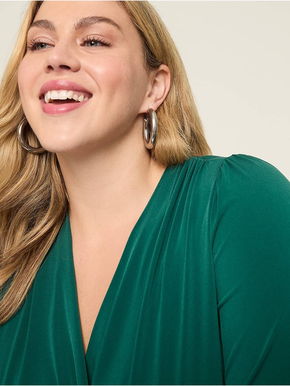 Lane Bryant Green Surplice Long Sleeve Wide Leg Jumpsuit - NWT - Picture 10 of 11